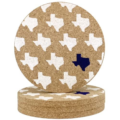 Y'all Texas Coaster Set Cork 3.5 Inch Coasters - 4 Texas Coasters Texas Gift