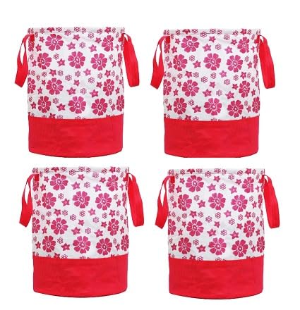 Flower Print Laundry Bag 45 L Durable and Collapsible Laundry storage Bag with Side Handles Clothes & Toys Storage Foldable Laundry Basket (pack of 4, Pink) (B0CDS1YT54) Amazon Price History, Amazon Price Tracker