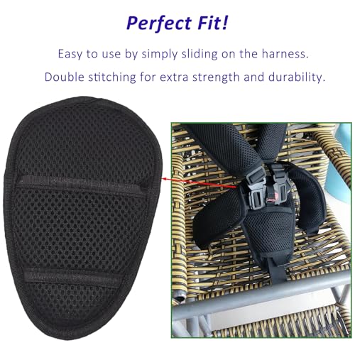 Image of 2 Pcs Seat Straps Crotch Cushion,Stroller Crotch Pads Universal Cushion Crotch Pads for Pushchair High Chair,Comfort Cushion Seat Strap Covers(Black)