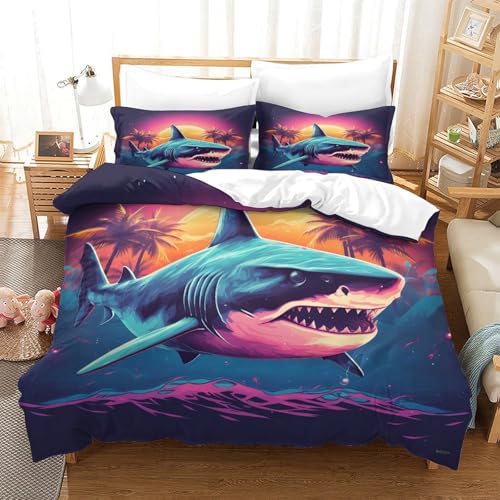Housse de couette fermeture éclair requin 3D pour faire son lit facilement