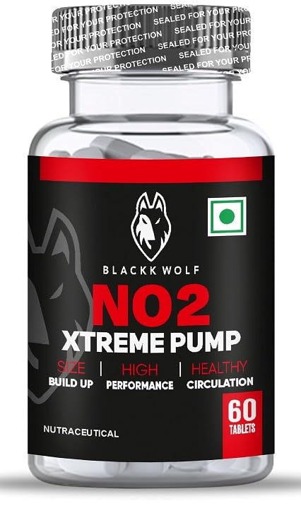 BLACKK WOLF NO2 Xtreme Pump | Size Build Up | High Performance | Healthy Circulation | Nutraceutical 60 Tablets