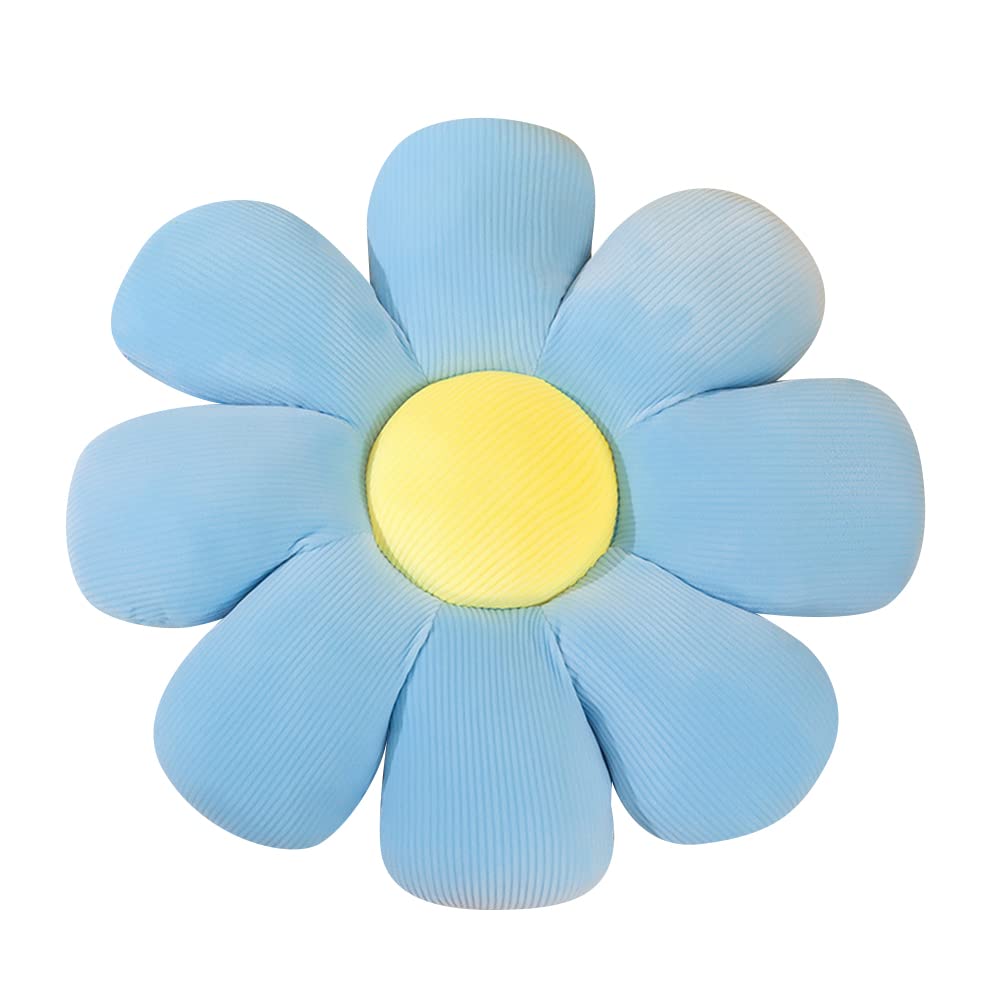 Uposao Cojín de peluche con forma de flor, 40 cm, cojín de peluche de tatami con forma de flores, cojín de sofá, cojín decorativo, cojín de sofá, cojín suave para salón, sofá dormitorio, azul