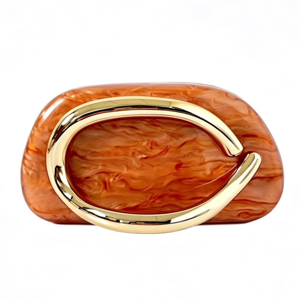 Acrylic Clutch Purse for Women Classic Round Acrylic Evening Handbag Vintage Metal Handlebars Bag for Wedding Party Prom