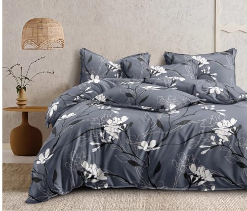 Image of Avinya Premium Cotton Feel XXL Super King Size Bedsheets 108 inchX108 inch with 2 King Size Pillow Covers Feet, 275 X 275 cm (Dark Grey)