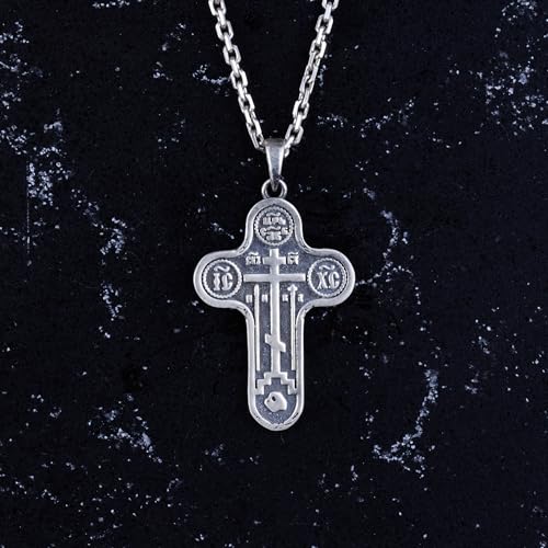 KAMBO 925 Sterling Silver Orthodox Cross Pendant - Handmade Religious Necklace - Christian Symbol Jewelry4