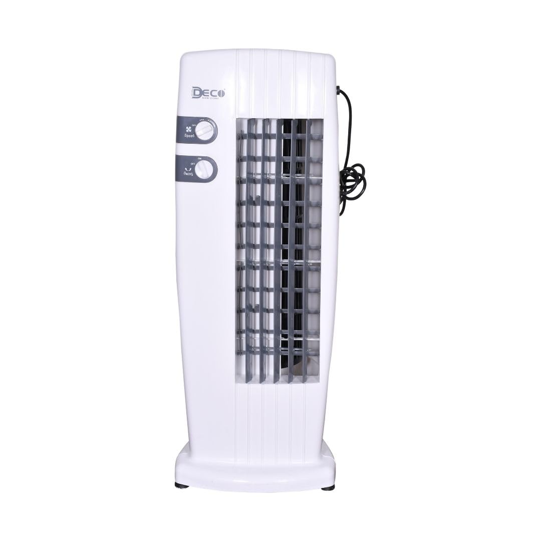 DECO Storm Indoor Tower Fan with 3mm Blade (White, 45 W) | 3 Wind Modes, 3 Speed Settings | Internal Oscillation, Large