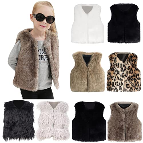 Kids Faux Fur Vest For Toddler Girl Winter Villus Fleece Coat Outwear Thick Warm Waistcoat Outerwear Cardigan Tops Leopard Print Clothes #TOP2