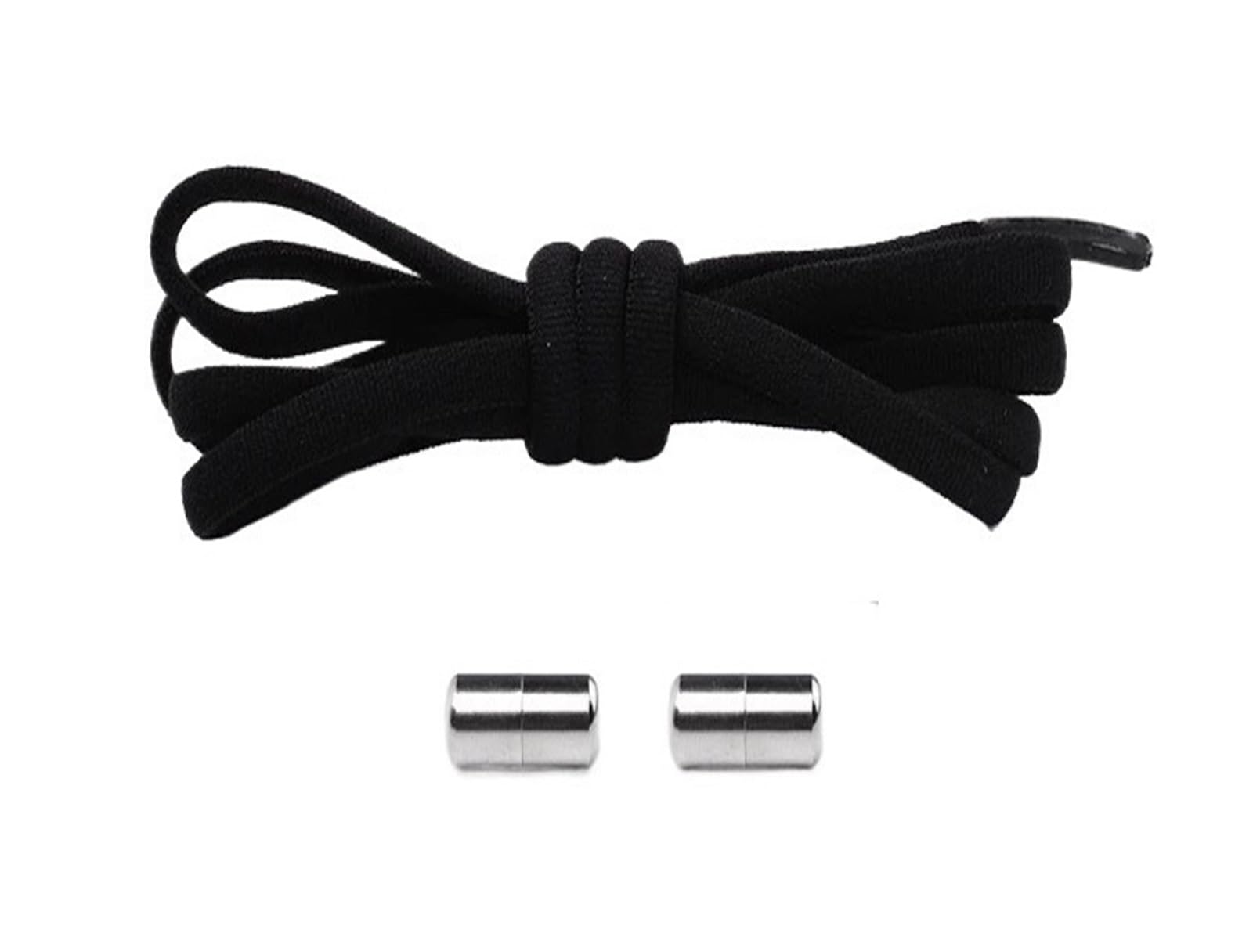 Cordones de zapatos,Cordones de atletismo, Cordones elásticos sin cordones for zapatillas de deporte for niños y adultos, cordones redondos, zapatos con cordones rápidos(Black)