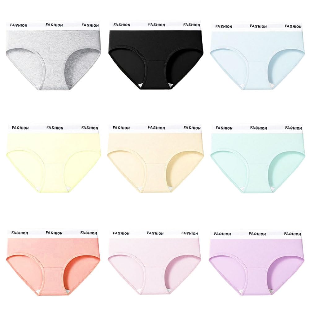 FedMois Mädchen Slips Baumwolle 9er Pack Unterwäsche Unterhosen für Teenager Gr. 140-176