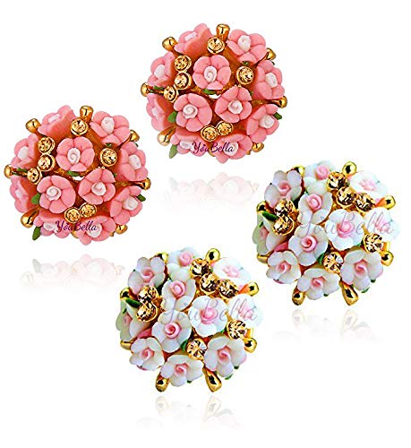 YouBella Jewellery Womens/Girls Gold Plated Flower Shape Resin Combo Earrings (Multicolour) (B07SX51VKC) Amazon Price History, Amazon Price Tracker
