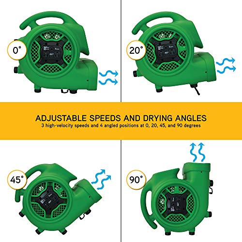 Image of XPOWER P-430AT Pro 1 /3 HP 2000 CFM Centrifugal Air Mover, Carpet Dryer, Floor Fan, Blower, Daisy Chain, for Water Damage Restoration, Janitorial, Plumbing, Home Use