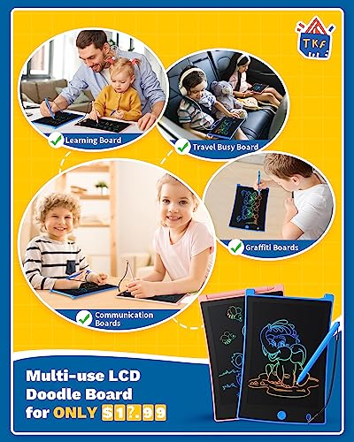 TEKFUN 2 Pack LCD Writing Tablet, 8.5inch Colorful Drawing Tablet for Kids Erasable Writing Drawing Board with Lanyard - Image 4