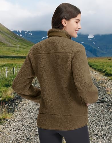Pioneer Camp Damen Fleecejacke Winter 550g Extra Warm, Winddicht, Stehkragen - Für Skifahren, Wandern, Klettern (Outdoor) - Ohne Kapuze(Autumn Maple;S)