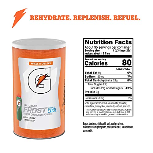 Image of Gatorade Thirst Quencher Powder, Glacier Cherry, 76.5 oz Canister (Pack of 2)