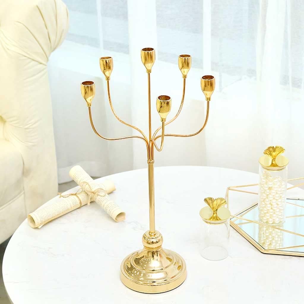 キャンドルスティック ゴールド キャンドルホルダー、6本アーム