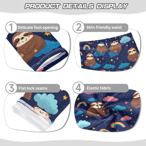 Girls Leggings Rainbow Sloth Cloud Star Kids Length Leggings Pants Athletic Yoga Pants Toddler Tights Trousers 4T3