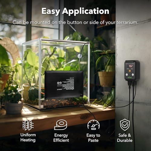 BN-LINK Durable Reptile Heating Pad 8" X 12" with Digital Thermostat Under Tank Heater Terrarium Warmer Combo Set for Turtles, Lizards, Frogs, and Other Reptiles - 1