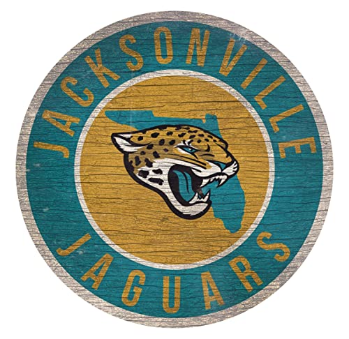 Fan Creations Jacksonville Jaguars Wood Sign 12 Inch Round State Design