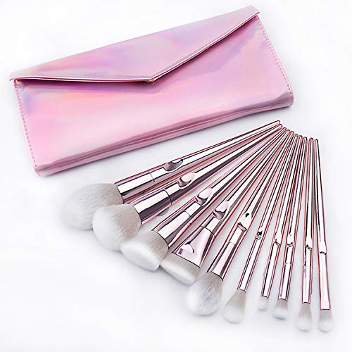Makeup Brushes Set,YA MI professional makeup brushes,Eye Brush Powder brush,Highlight,Concealer, Contour,Fiber bristles,10PCS Luxury Series Kit Light Pink (brush+bag)