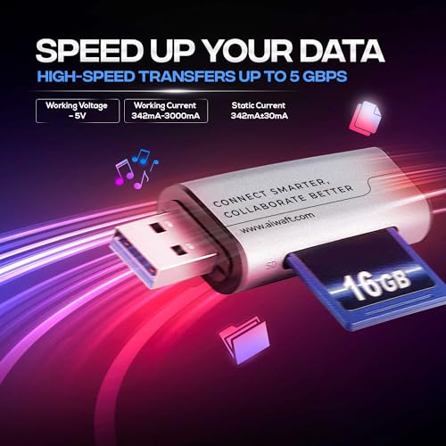 Image of AIWaft 2-in-1 High-Speed Card Reader | USB 3.0 & Type-C | Premium Aluminum Body with Protective Case | Supports SD, SDHC, SDXC, MicroSD | Fast Data Transfer & OTG Compatible for All Devices