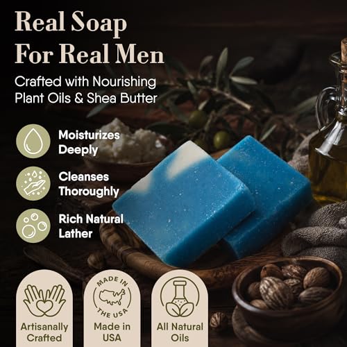 Image of 360Feel Handmade Castile Soap - Cool Water, 5 oz, 4-Pack | Handmade with Essential Oils for Soothing Scent - Suitable Gift for Anniversaries, Weddings and Holiday Stockings