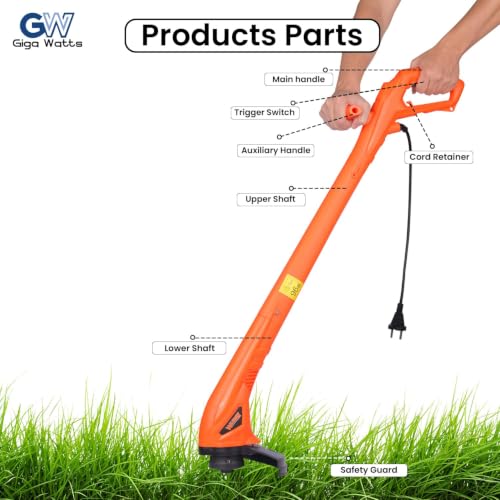 Image of Gigawatts 400W Corded Grass Trimmer 22cm Cutting Diameter Portable Electric String Cutter Machine with Twin Line Bump Feed Spool Compatible with 0.9mm Trimmer-Line for Lawn Edges