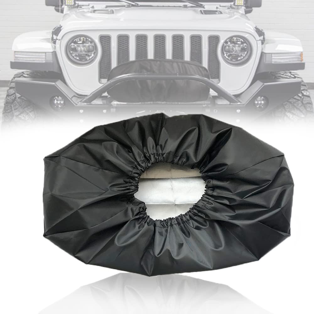Copertura impermeabile per verricello, protezione per verricello elettrico in tessuto 210D con bordo elastico, adatta per verricelli da 8500-17500 libbre per camion, SUV, ATV e UTV