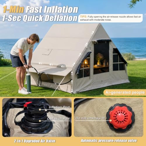 Tienda Inflable para Camping 4 Estaciones, Tienda Glamping para 4-6 Personas miniatura 3