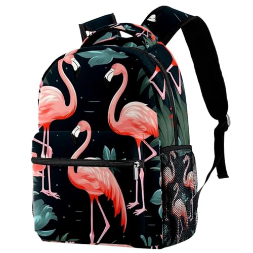 Sac à dos léger résistant à l'eau au motif flamant rose
