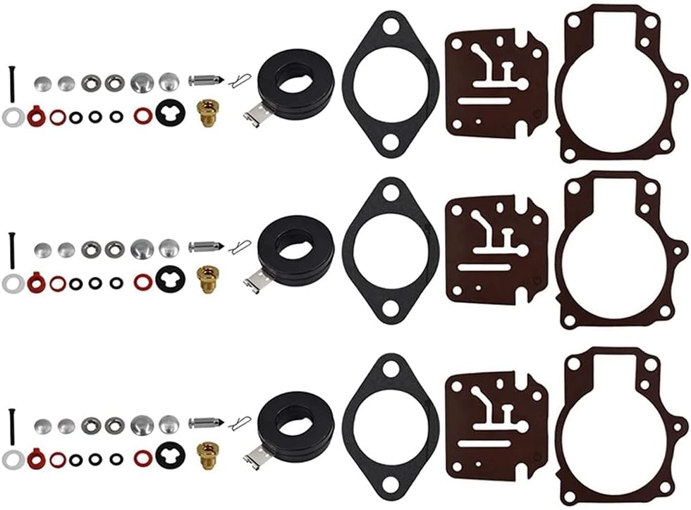YAEGER 3 x Carburetor Carb Rebuild Repair Kit and Float Fit for Johnson for Evinrude 396701 65 70 75 HP