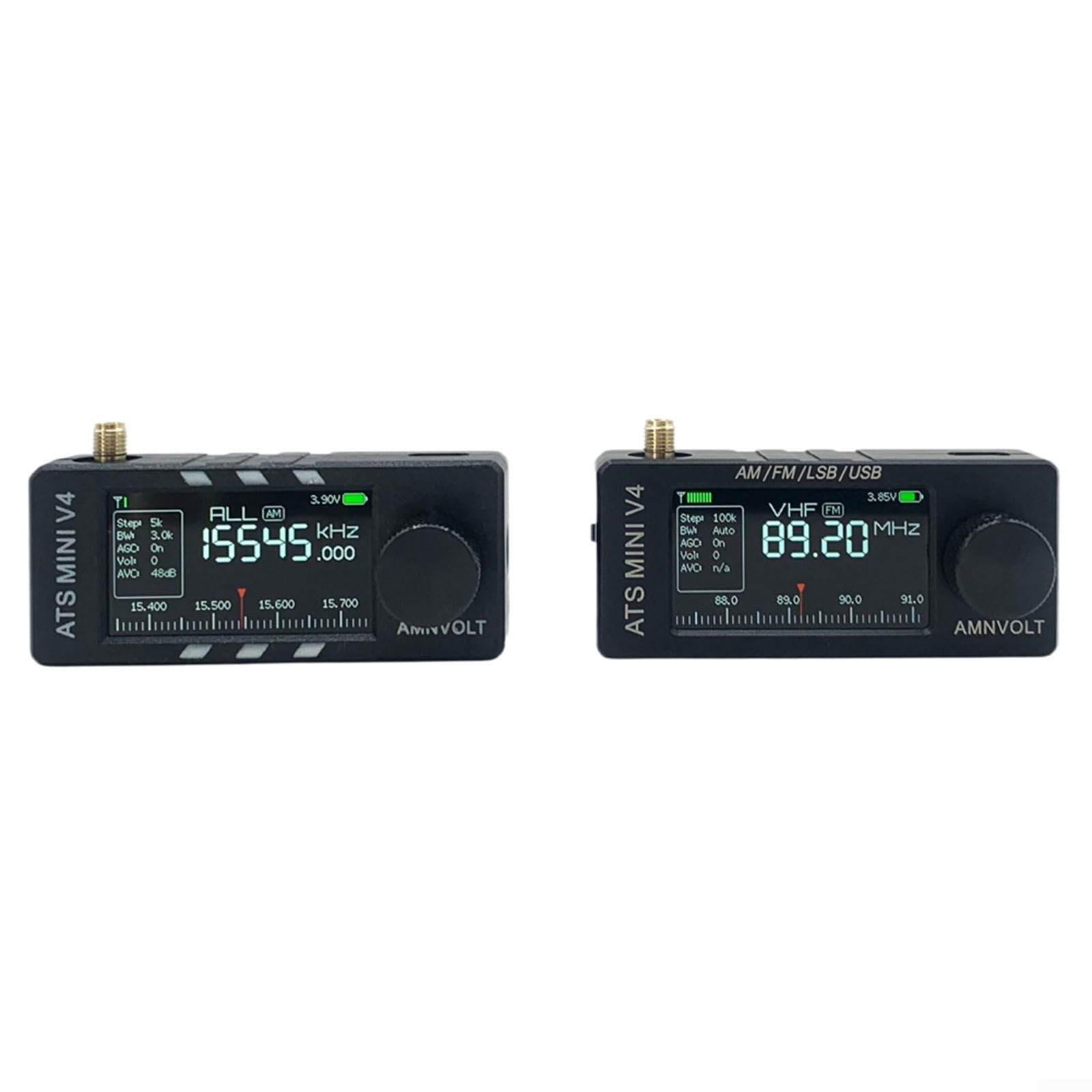 Si4732 V4 Funkempfänger, ESP32-S3 Full Band AM FM SSB SW, 4,8 cm IPS-Bildschirm, Hi-Z Schaltung, 800 mAh, Schwarz (ABS-Unterstützung)