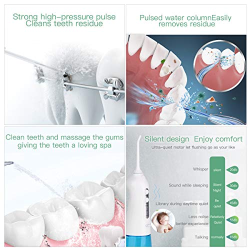 Irrigador bucal eléctrico inalámbrico y recargable para dientes, funciona con pilas, cuidado bucal portátil para viajes, hogar - imagen 2