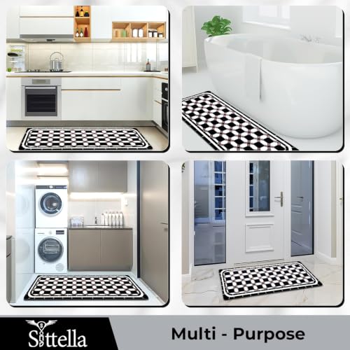 Image of SITTELLA Geometric Print Kitchen Floor Mat 45x150 CM, Waterproof & Anti Slip | Soft Washable Kitchen Runner | Anti Skid Floor Mat for Kitchen, Home & Dining Area