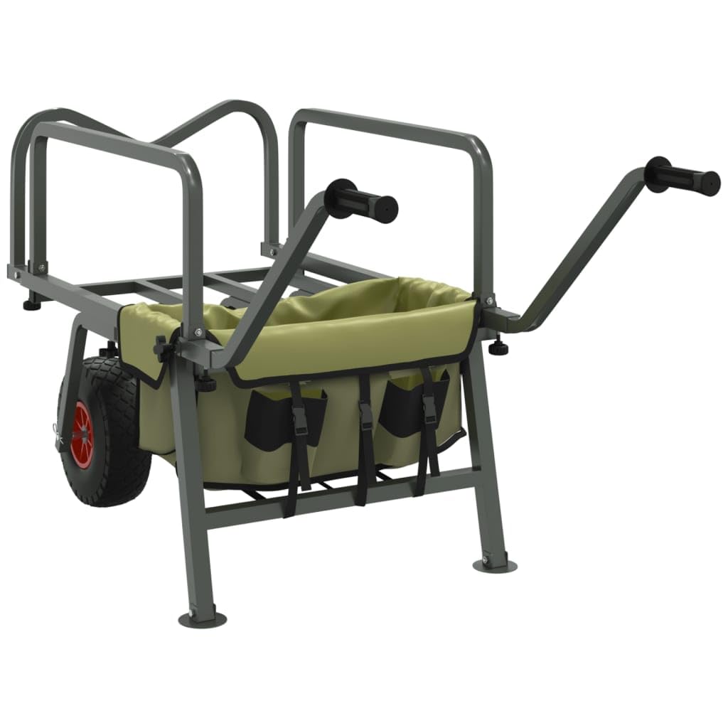 Brokky Carrello da Pesca Verde con 2Ruote Acciaio Verniciato a Polvere|Carrello Trolley Pieghevole Pickup