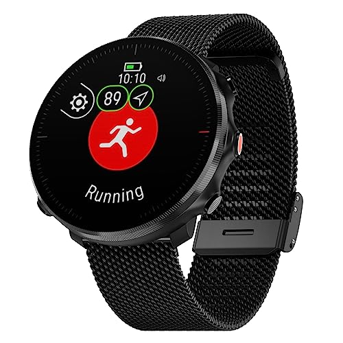 Hiseus Bracelet Compatible avec Polar Vantage M2 / Vantage M/Grit X/Grit X Pro/Grit X Pro Titan Acier Inoxydable Métal Tissé Mesh Bracelets (Noir)