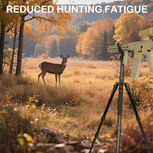 Image of Adjustable Shooting Tripod for Rifles,Shooting Stick 3-in-1 Convertible Tripod /Monopod /Bipod, 22.8″-61″ Height, Lightweight Aluminum Alloy with Carrying Bag, Stable Rifle Rest for Hunting Outdoor