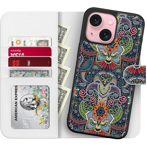 Protection iPhone 13 Mini étui rabat cuir avec porte-carte RFID amovible et béquille aimantée