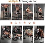 soges Pull Up Bar Dip Station, Power Tower with Backrest, Adjustable Height Pull Up Bar Stand, Multi-Function Home Gym Strength Training Fitness Equipment