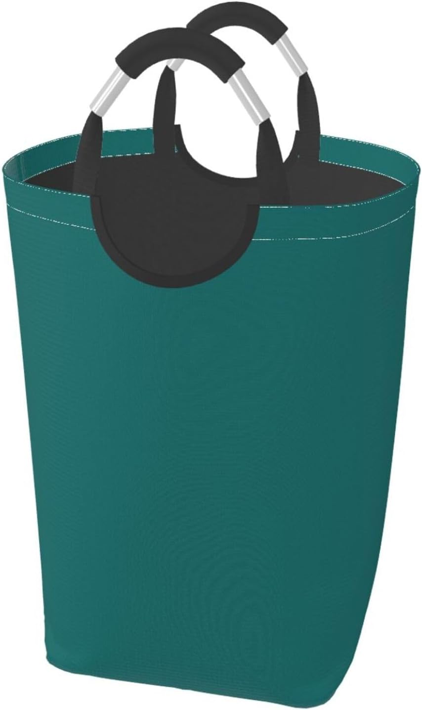 Large Laundry Basket, Trendy Mint Green and White Laundry Hamper Bag Collapsible Washing Bin With Handles for College Dorm, Family Essentials Storage