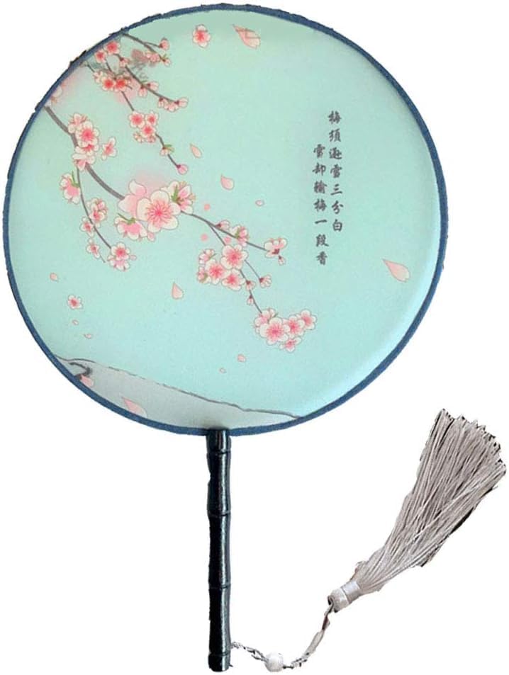 Classic Round Wooden Fans - 8.3 Diameter, Translucent Silk Cloth, 10+ Patterns, Perfect for Weddings, Decorations, and Gifts - Elegant Handheld Fans for All Occasions 17. 红色花朵