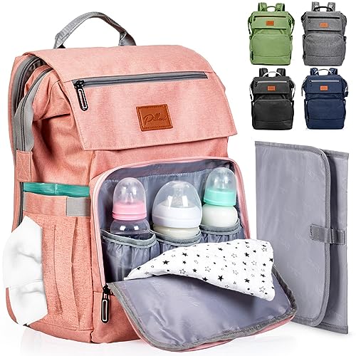 Image of PILLANI Baby Diaper Bag Backpack - Baby Bag for Boys & Girls, Diaper Backpack - Large Travel Diaper Bags for Baby Girl w/Changing Pad - Baby Registry Search,Newborn Essentials,Baby Shower Gifts Items