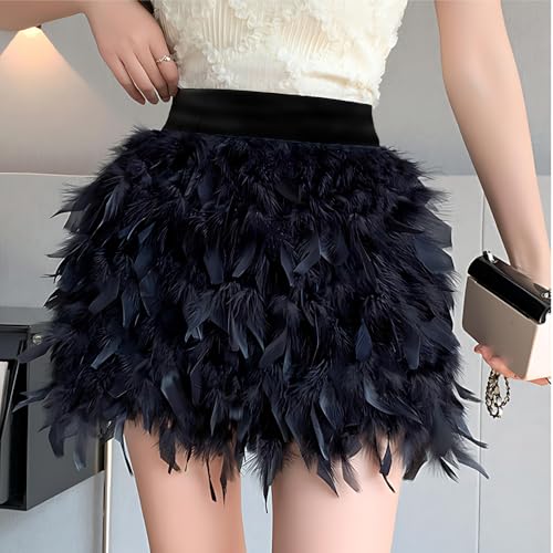 ZSUIQIN 1 Stück Feder Rocks, Taillenwickelrock, Party kurzen, Sowder Federborte mit Fransen, für Party, Club verkleiden, Halloween-Rock, Urlaub Rock