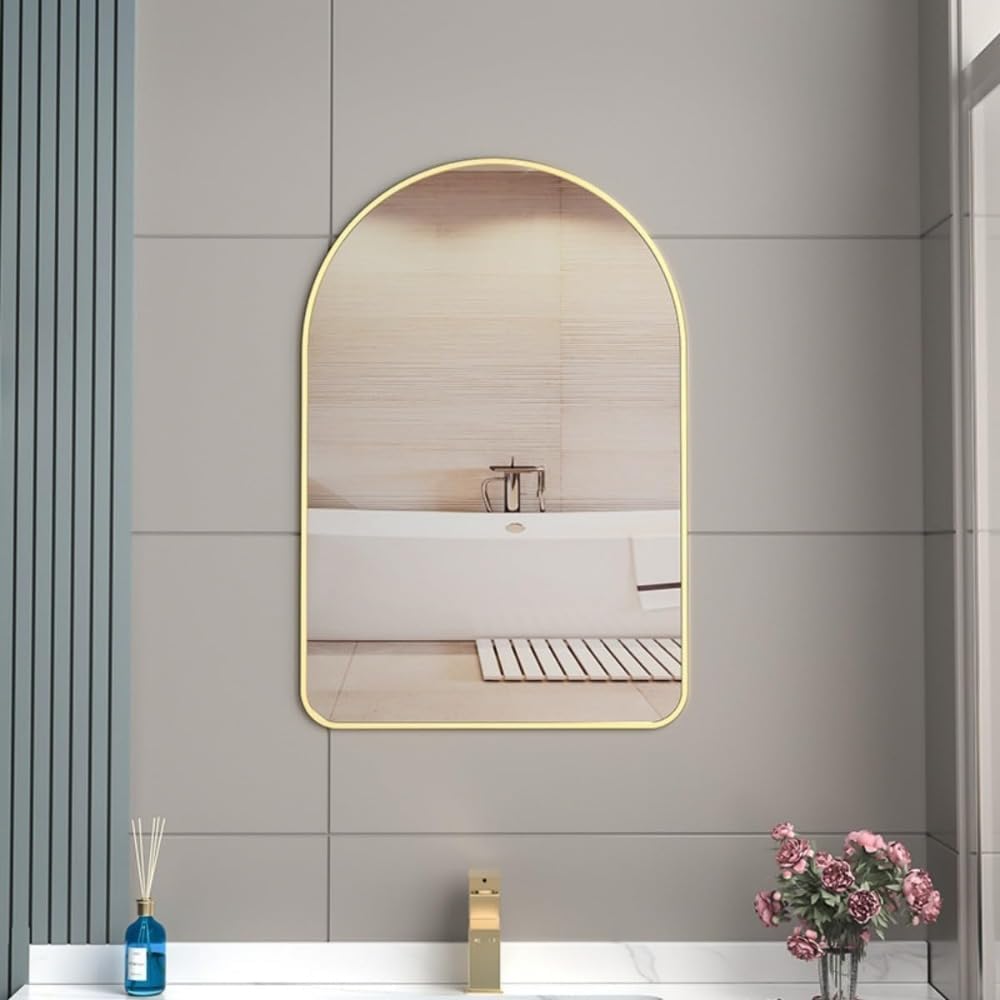 大型モダンなウォールミラー、アーチ型バスルームミラー、アルミニウム合金フレームウォールミラー、化粧鏡、装飾ミラー、ベッドルームバスル