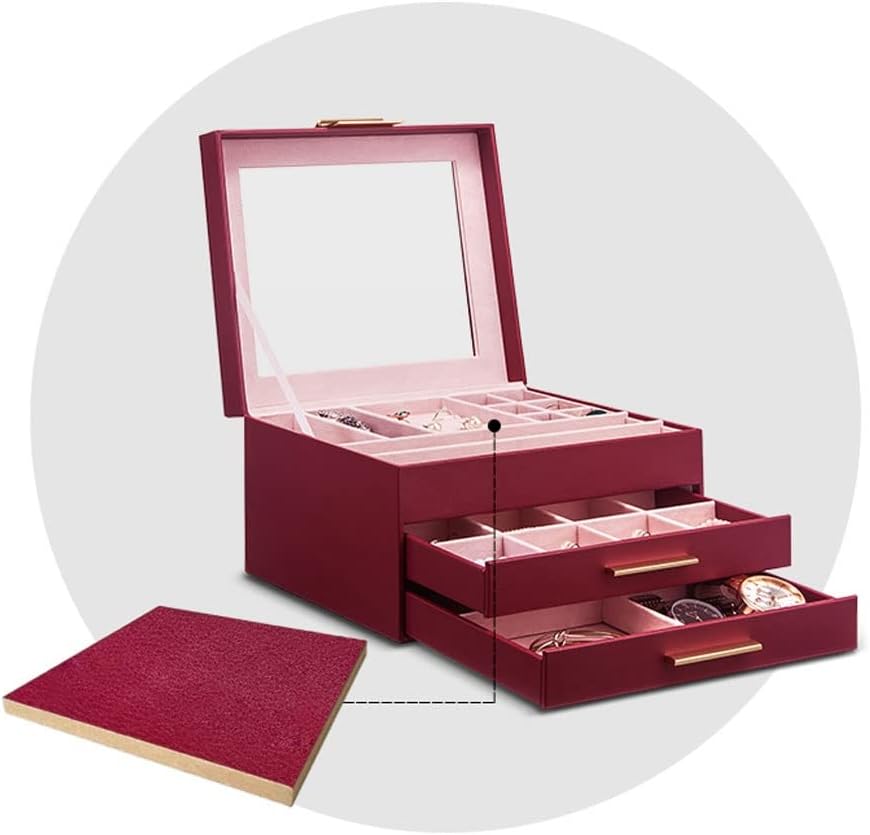Jewelry Organizer Drawer Type Jewelry Box Storage Box Cosmetic Box Ring Earring Necklace Bracelet Watch Small Jewelry Three-Layer Storage Box Jewelry Box (Color : B) (B)