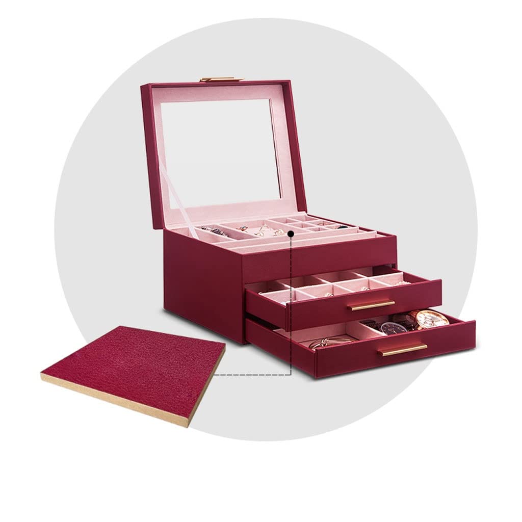 XBTGS Scatola per gioielli a cassetto scatola per gioielli scatola per cosmetici scatola per anelli orecchini collana braccialetto orologio piccoli gioielli scatola portaoggetti a tre strati scatole