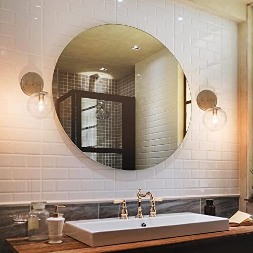 Image of Gold Wall Sconce, 1-Light Minimalist Sconces Wall Lighting with Seeded Glass Globe, Modern Wall Mounted Light Fixture for Bathroom, Bedroom, Living Room and Stairway