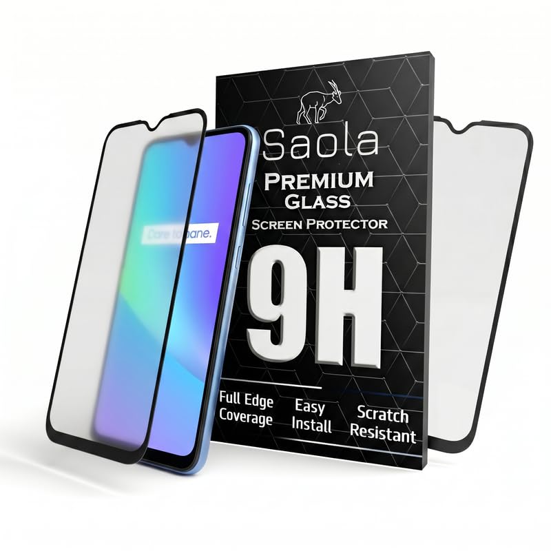 Image of Saola D+ Matte Tempered Glass With 18H Hardness For Realme C25 Smartphone(Pack Of 1)With Free Installation Kit. Full Screen Coverage -6.5 Inch