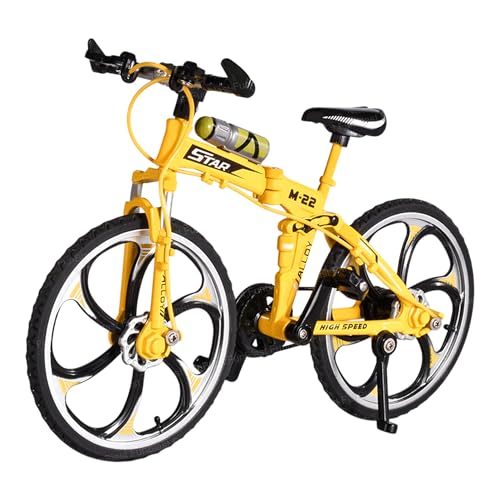 Image of FunBlast Vintage Mini Metal Bicycle - 1:8 Die-Cast Realistic Mount Bike Model, Retro Alloy Classical Cycle Toy for Desktop Ornament, Home Decor, Scene Model (Yellow)