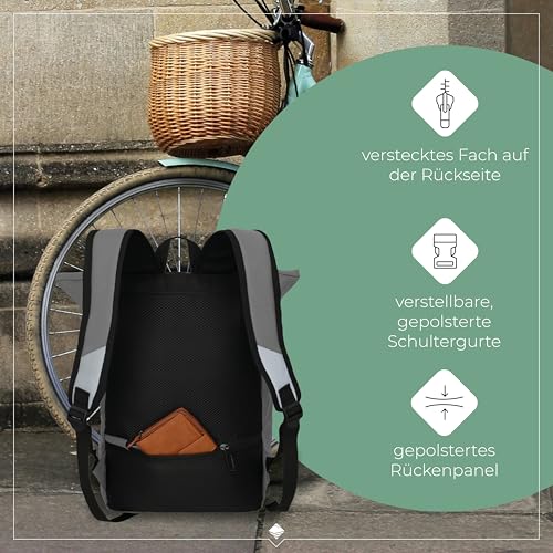 Travelite Rolltop Rucksack wasserfest, Fahrradrucksack, Freizeitrucksack mit Rolltop Verschluss & Reflektoren, BASICS, 48 cm, 19 Liter