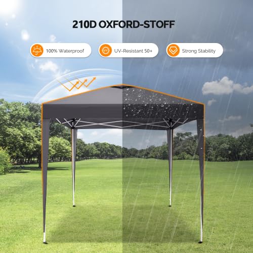 Bonnlo Carpa Plegable de 3x3m, con 4 Bolsas de Arena, UPF 50+, Gazebo y Cenador de Jardín Impermeables, para usos Exteriores, Camping, Fiestas, Playa y Patios, Gris Oscuro